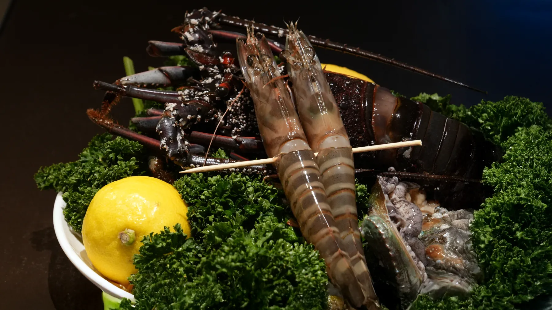 活車海老と旬の食材